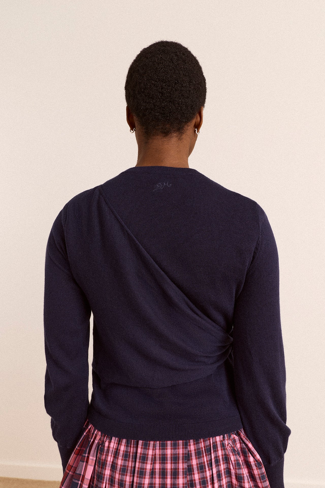 Venna Wrap Merino Wool Cardigan Navy