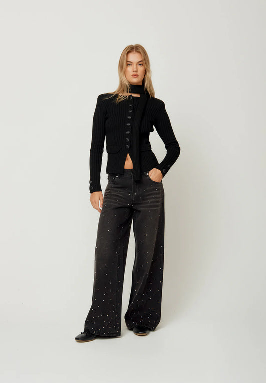 CRYSTALLISED WIDE LEG DENIM