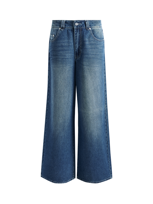 LOW RISE WIDE LEG DENIM Blue Wash