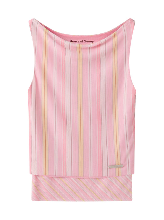 Striped Mesh Cami Top