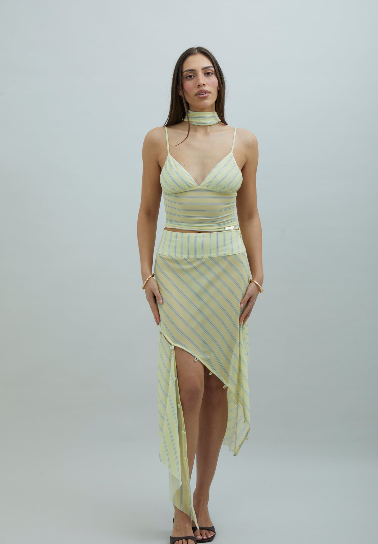 Double Layer Stripe Mesh Vest