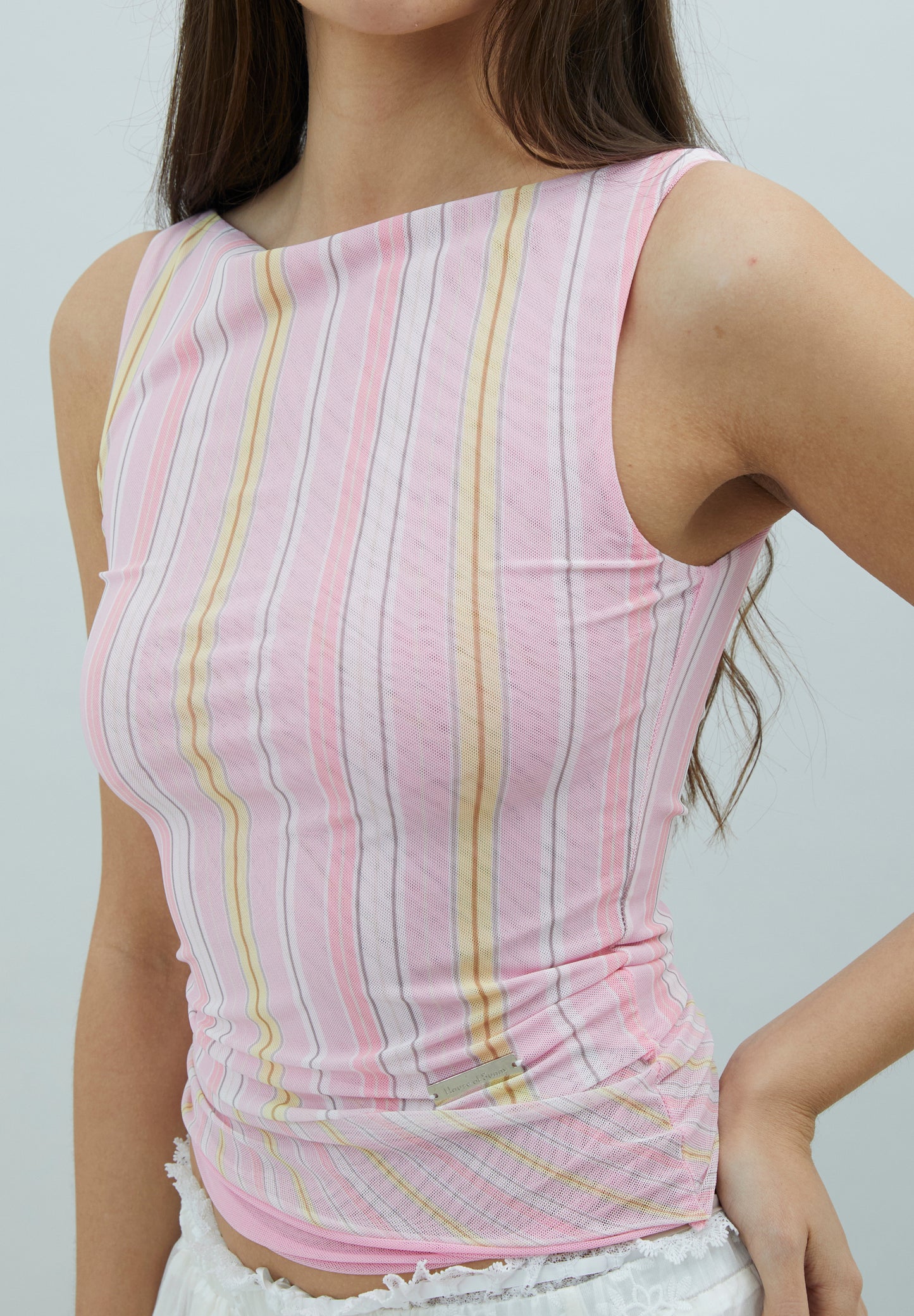 Striped Mesh Cami Top