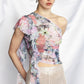 One Shoulder Frill Top in Coral Haze