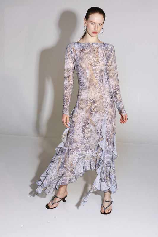 The Butterfly Dress in Silver Current