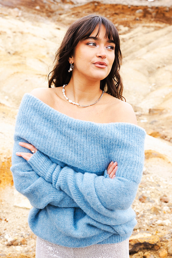 The Moss Sky Sweater in Aqua