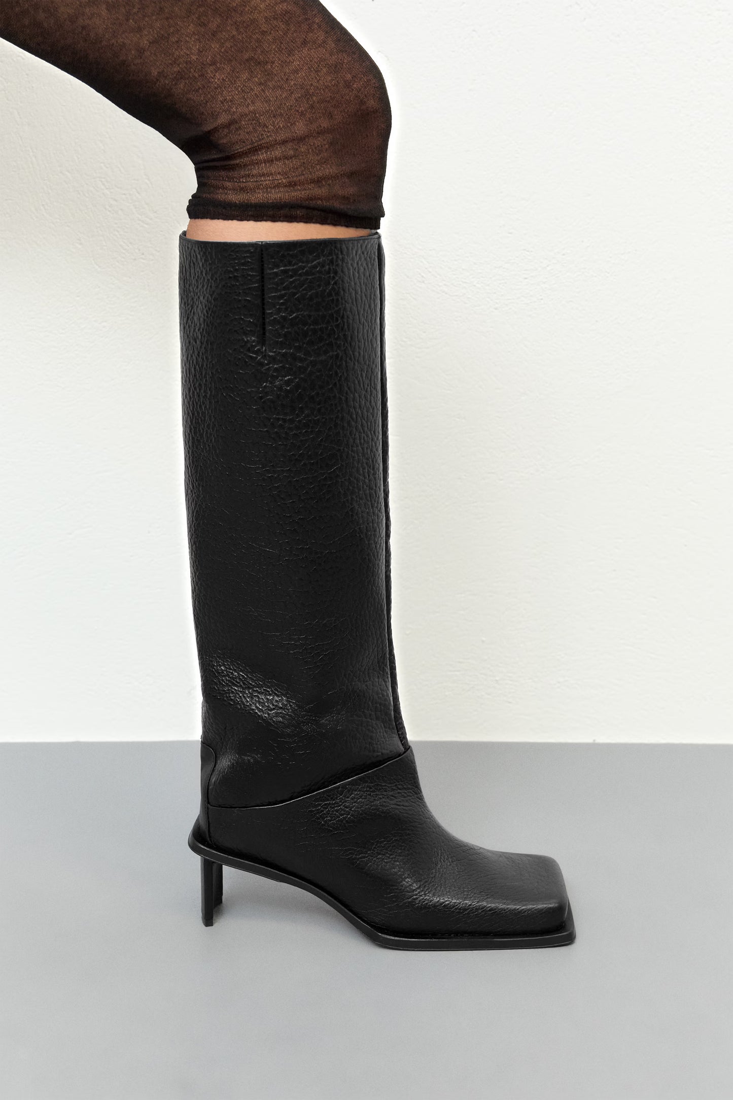 Brianna Black Grain Tall Boots