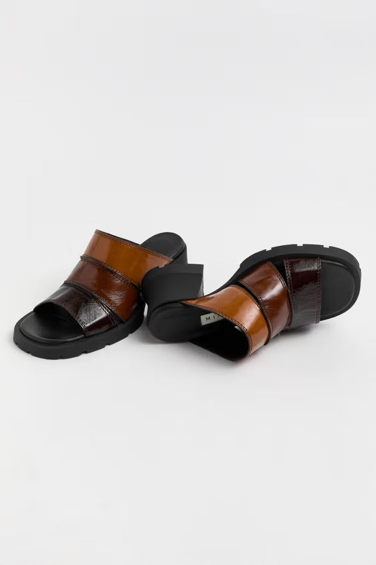 Jadzia Brown Patchwork Sandals