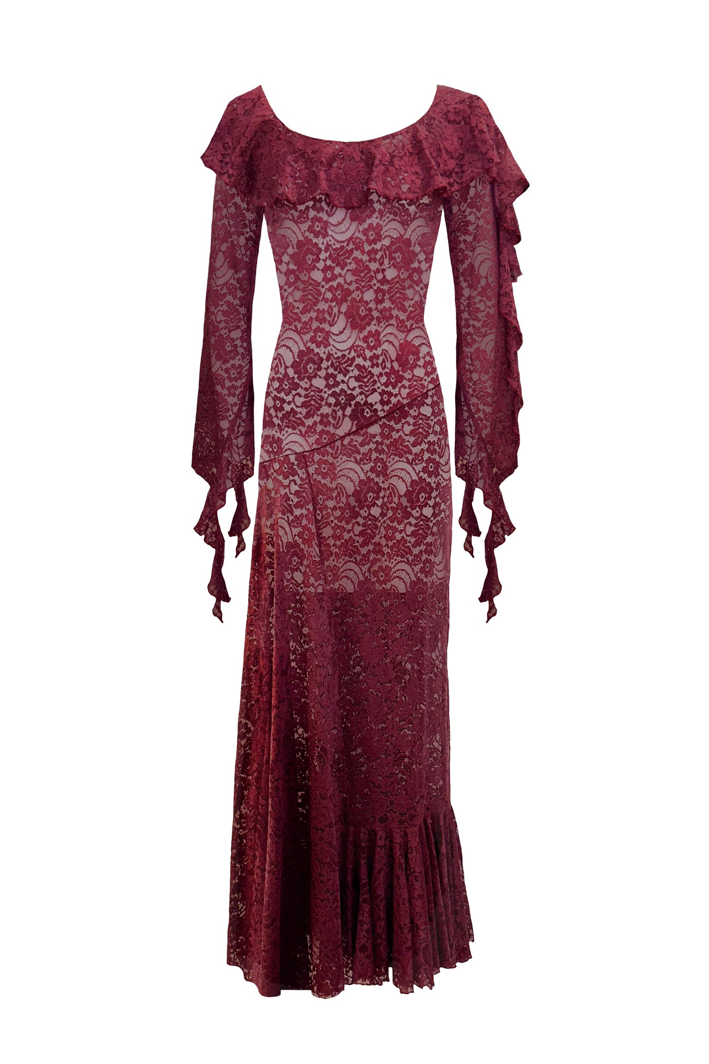 The Aurora dress in Burgundy Lace
