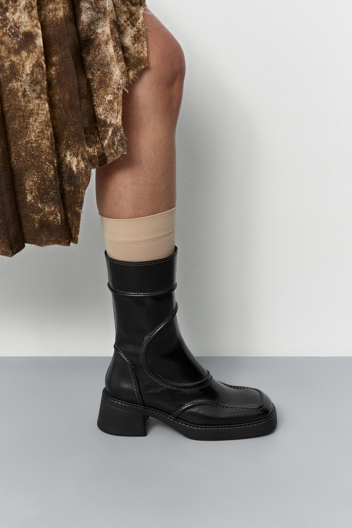 Malene Black & Brown Ankle Boots