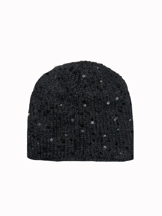The Sequin Beanie in Black