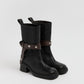 Janina Black Belted Ankle Black Leather