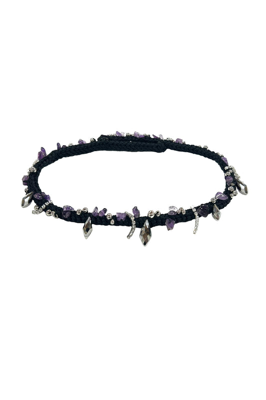 The Crochet Pearl Necklace in Purple