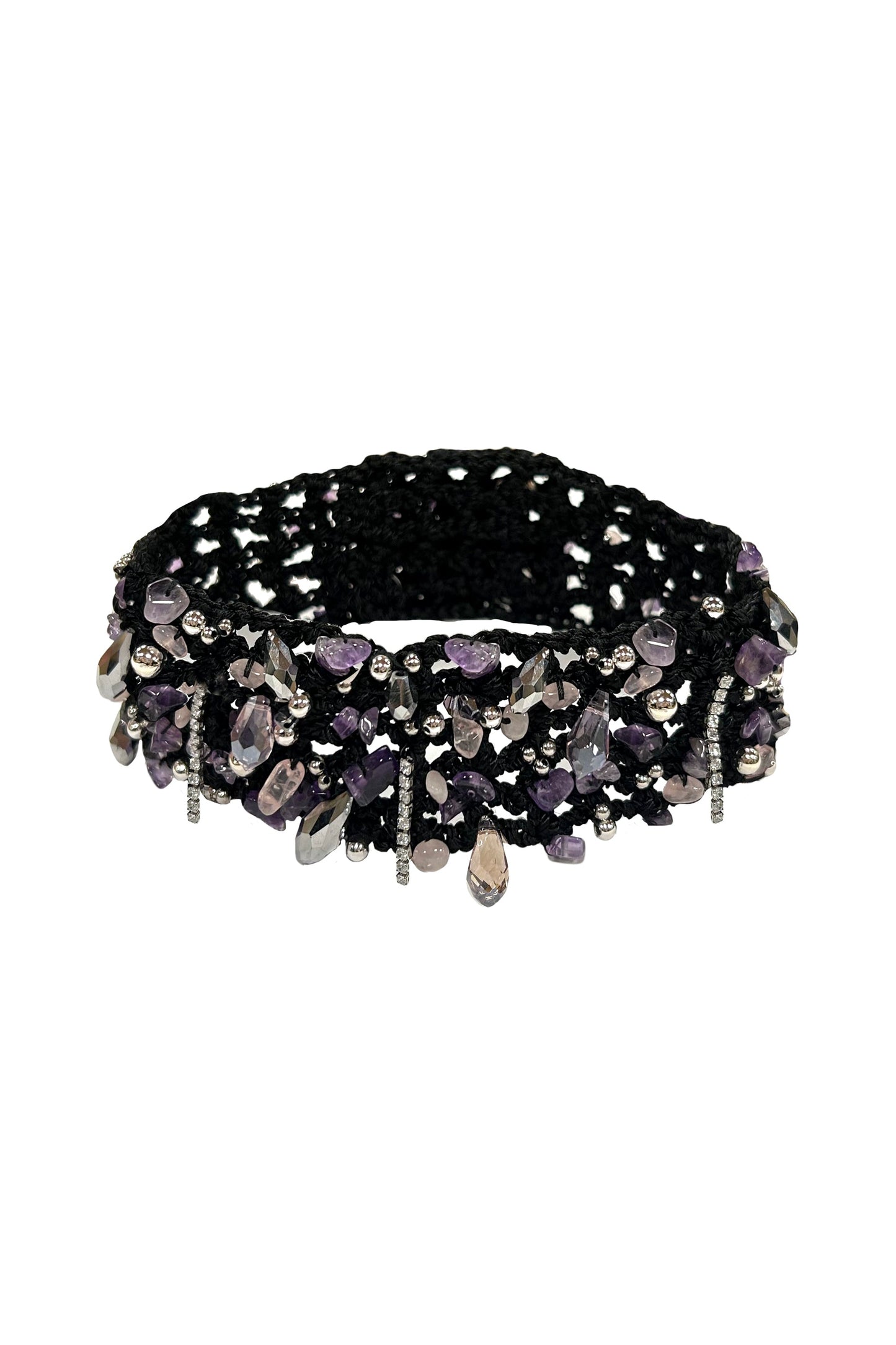 The Crochet Pearl Chocker in Purple
