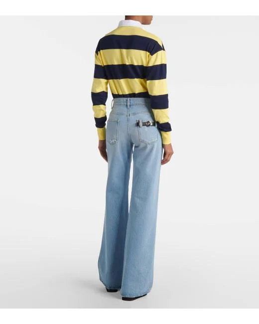 Wide Leg Denim Pants Blue