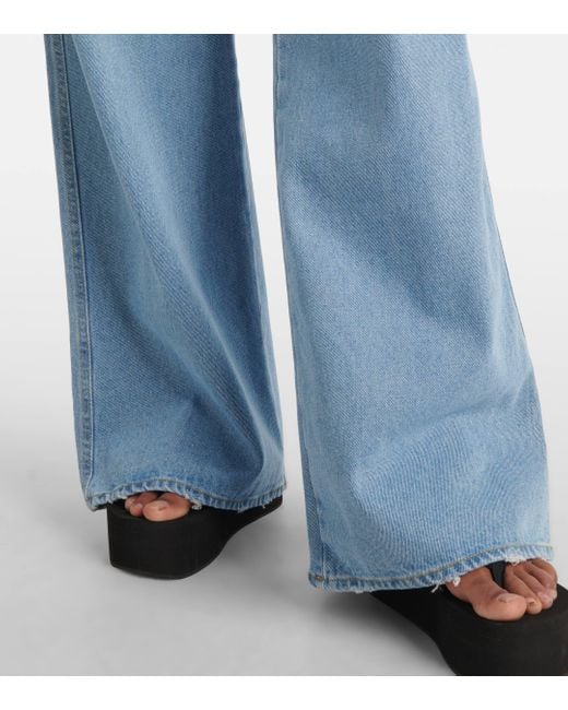 Wide Leg Denim Pants Blue