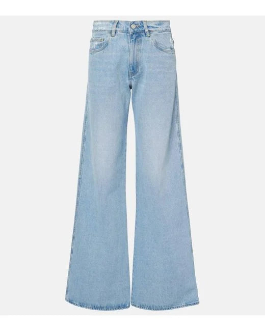 Wide Leg Denim Pants Blue