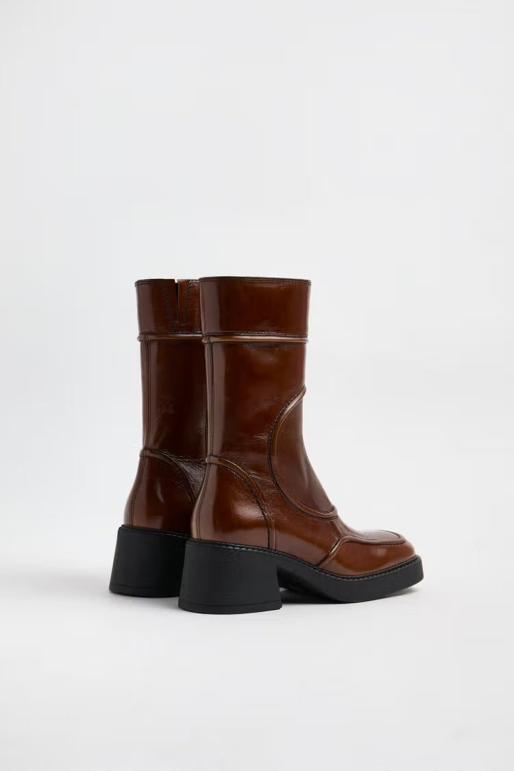 Malene Tan and Black Ankle Boots