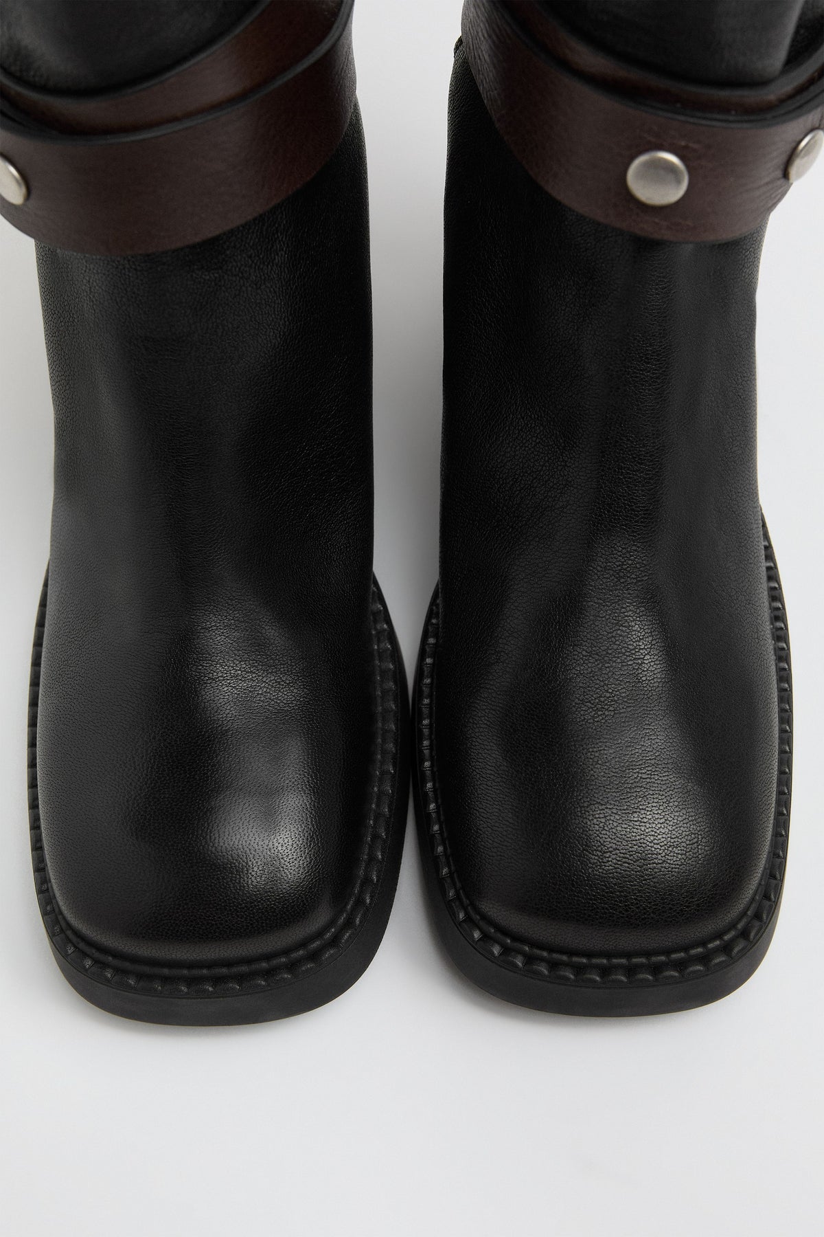 Janina Black Belted Ankle Black Leather
