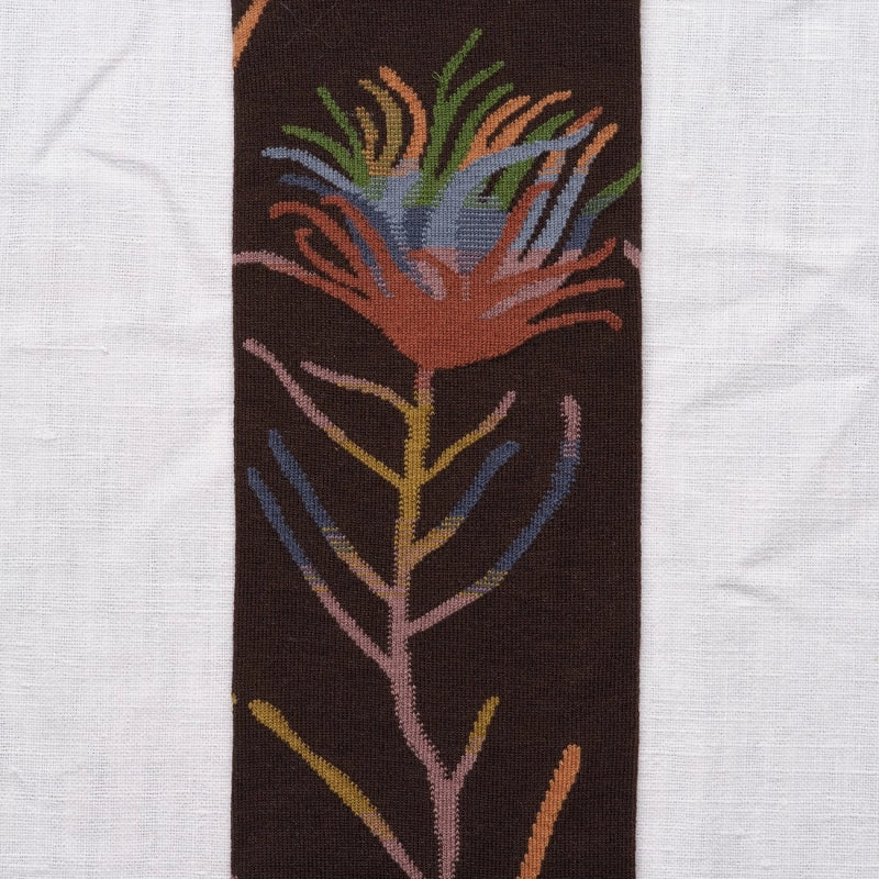 Dark Brown Floral Socks Knee-High