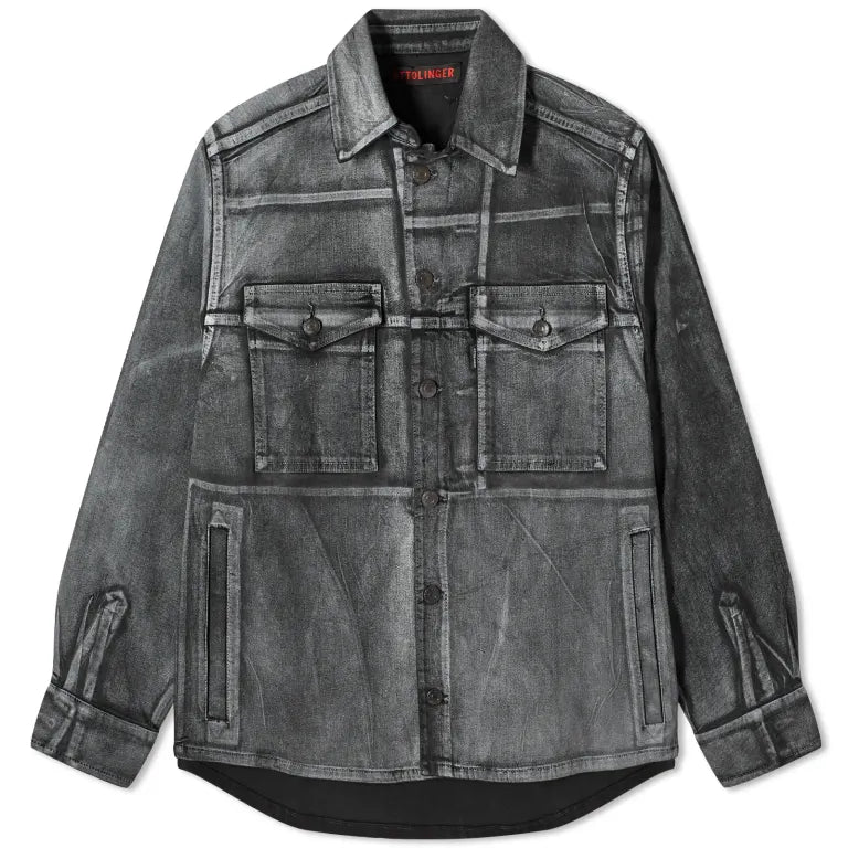 Oversized Denim Jacket - Black / White Paint