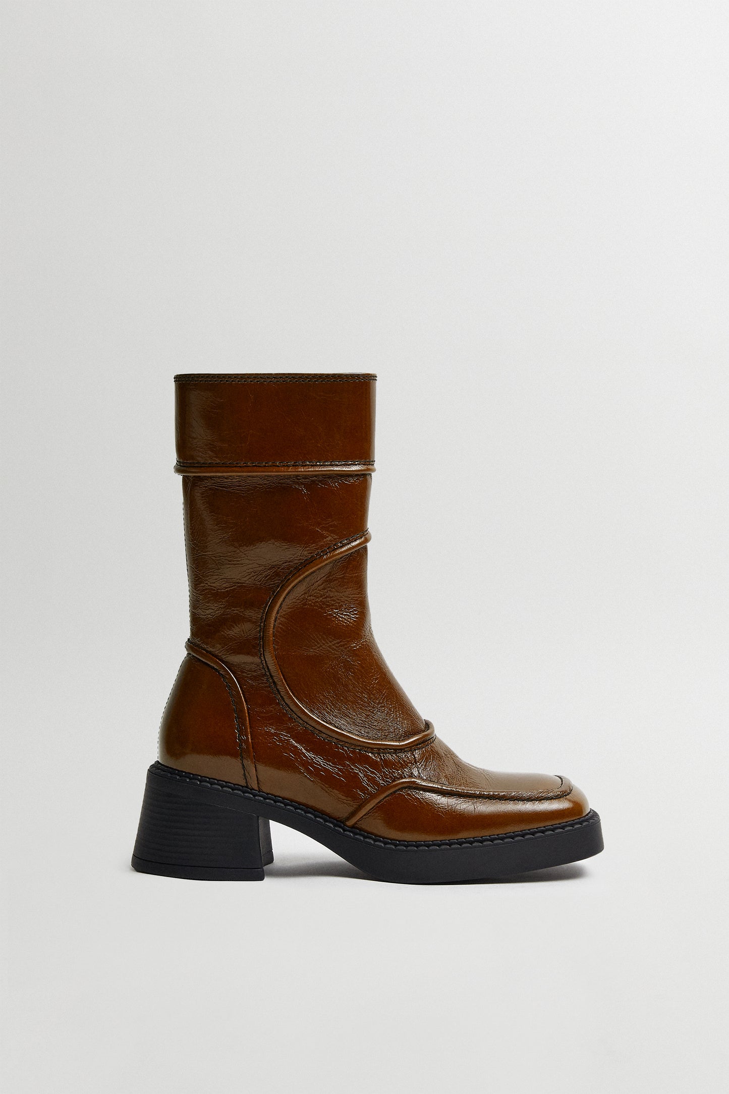 Malene Tan and Black Ankle Boots