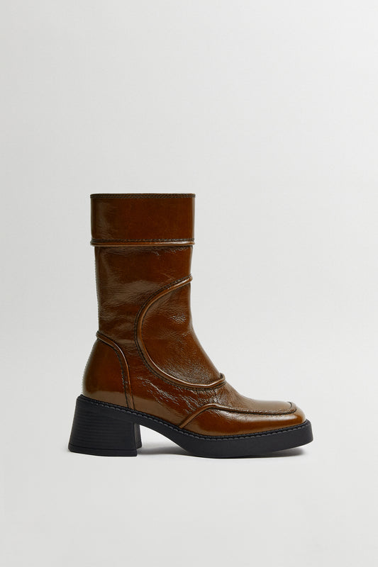 Malene Tan and Black Ankle Boots