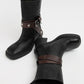 Janina Black Belted Ankle Black Leather