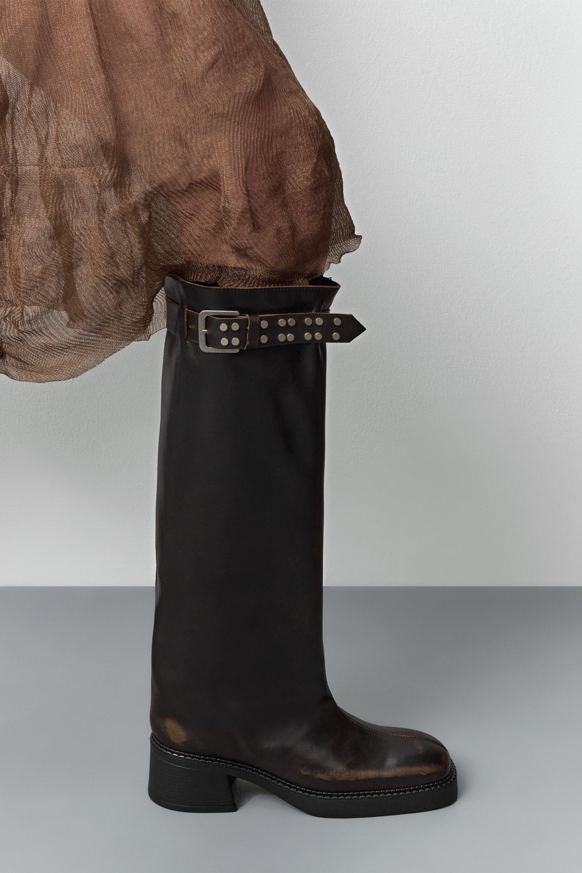 Kristel Brown Tall Boots Brown Brush Off Leather