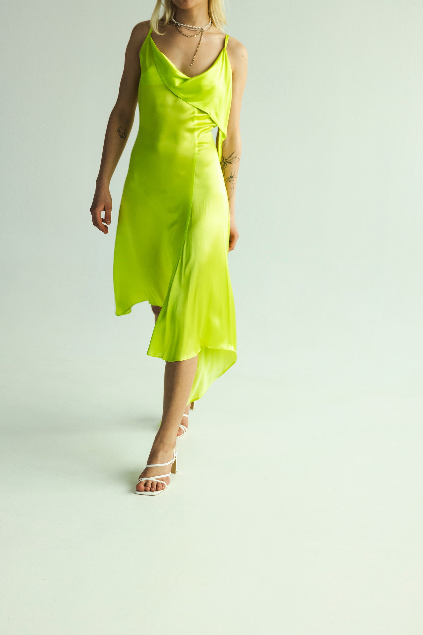 The Flared Dress in Lime green