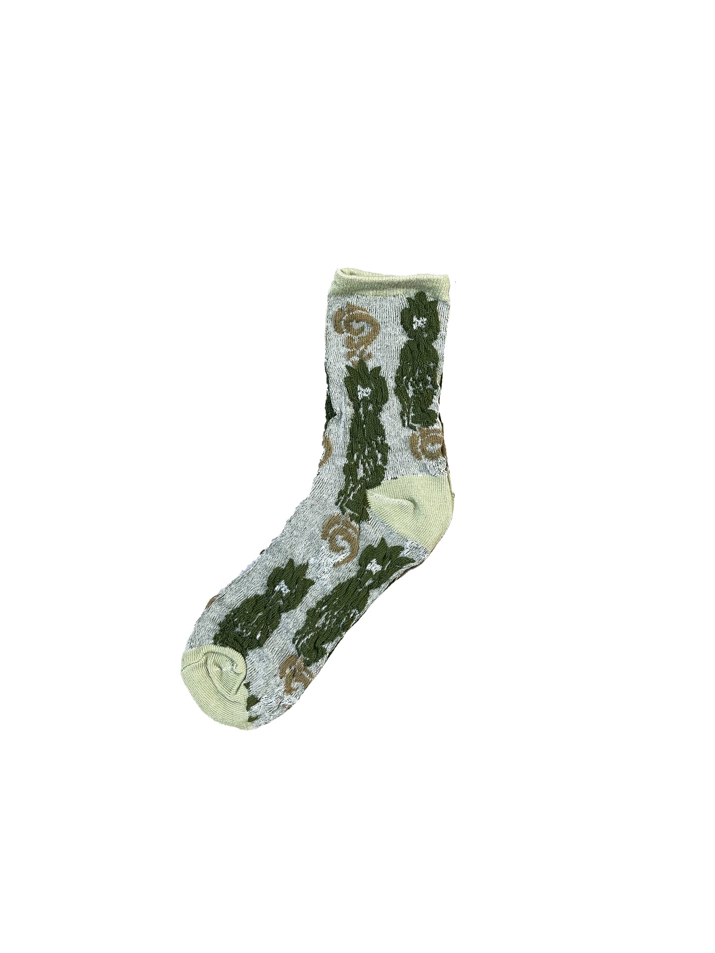 The Grey and Green Embroidered Socks