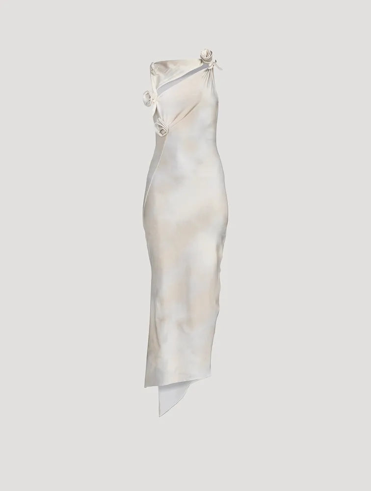 Asymmetric Flower Gown - Bone