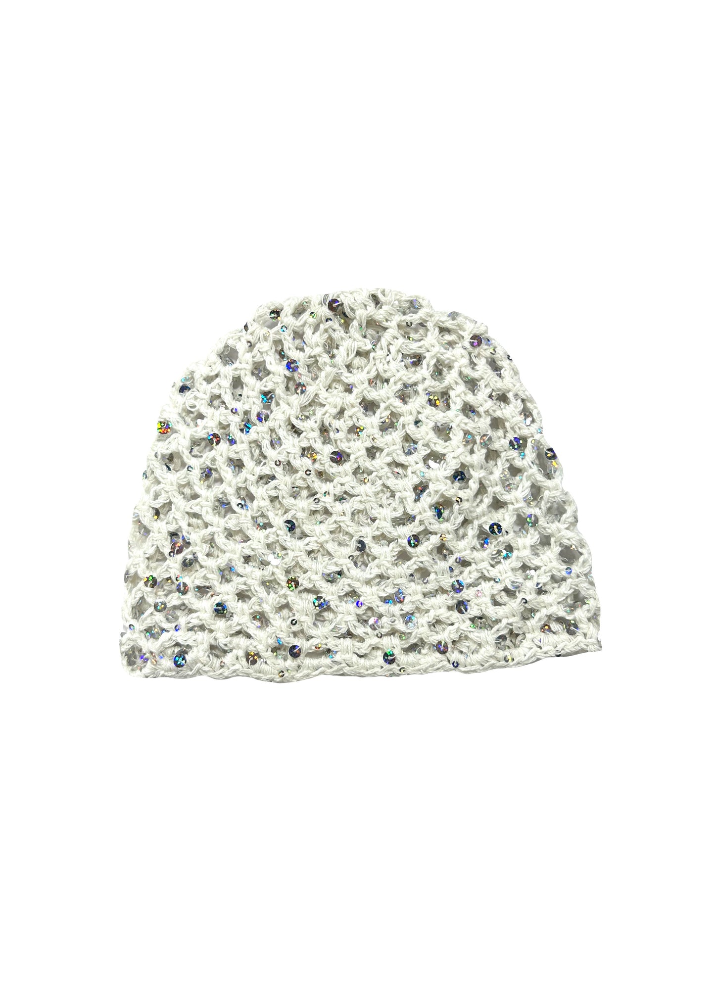 The Sequin Crochet Cap in White