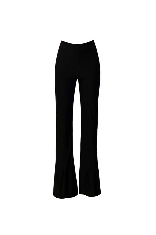 Black Trousers with Slit Mid Waist