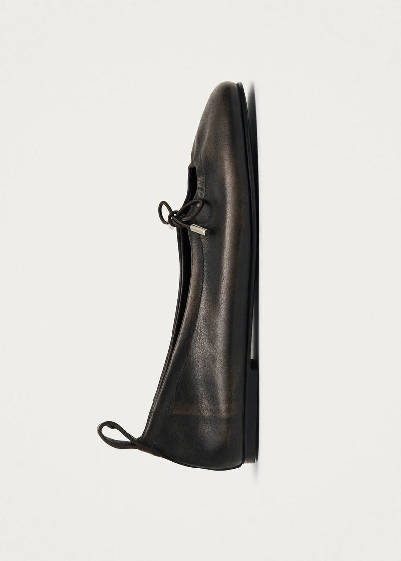 Rosalind Brushed Brown Leather Ballet Flats