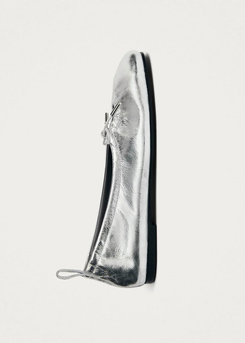 Rosalind Shimmer Silver Leather Ballet Flats