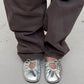 Rosalind Shimmer Silver Leather Ballet Flats