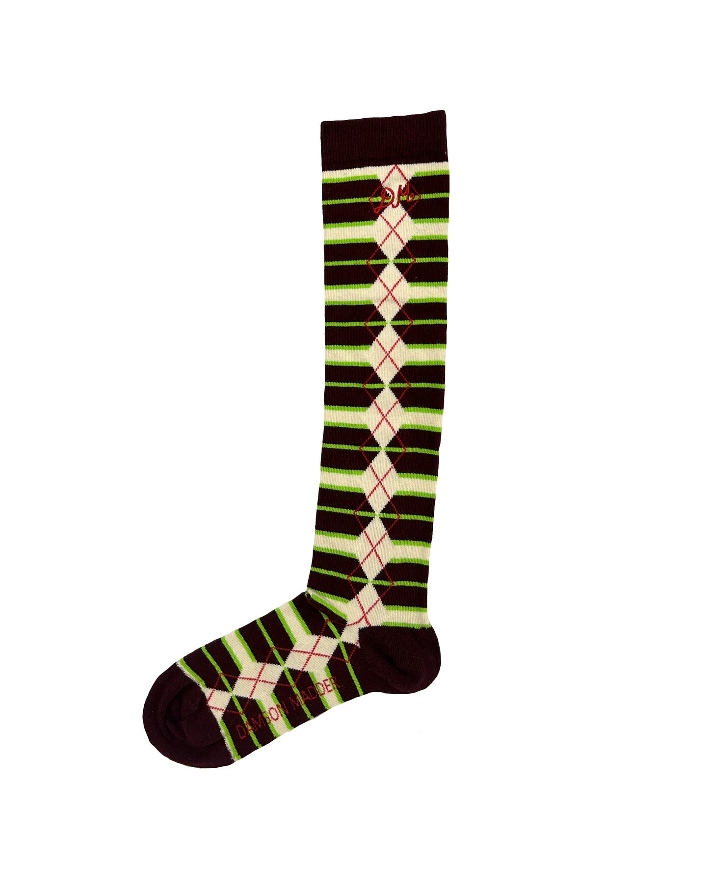 Knee High Socks - Burg Argyle Stripe