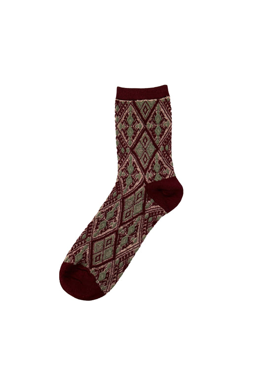 The Burgundy Mosaic Socks