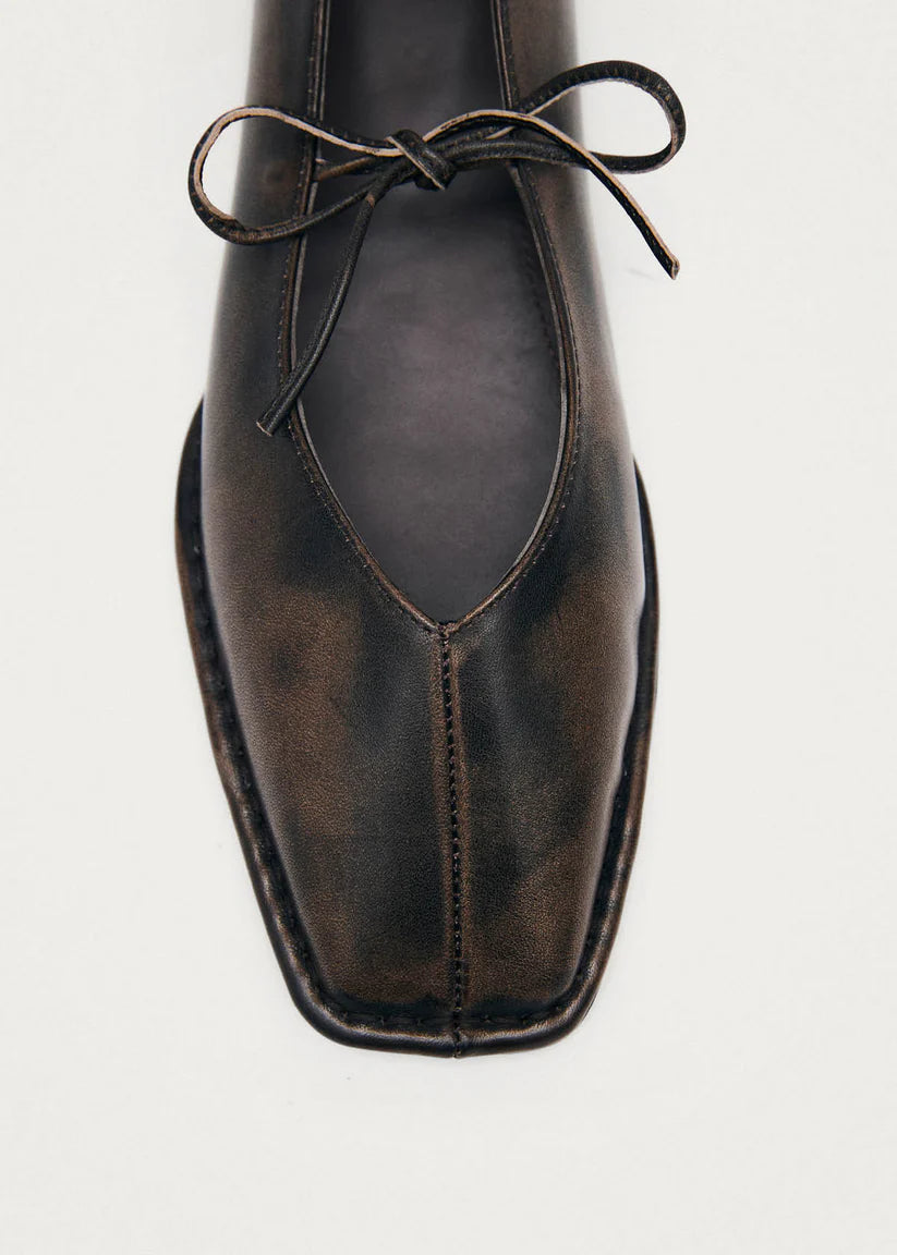 Sway Vintage Effect Brown Leather Ballet Flats
