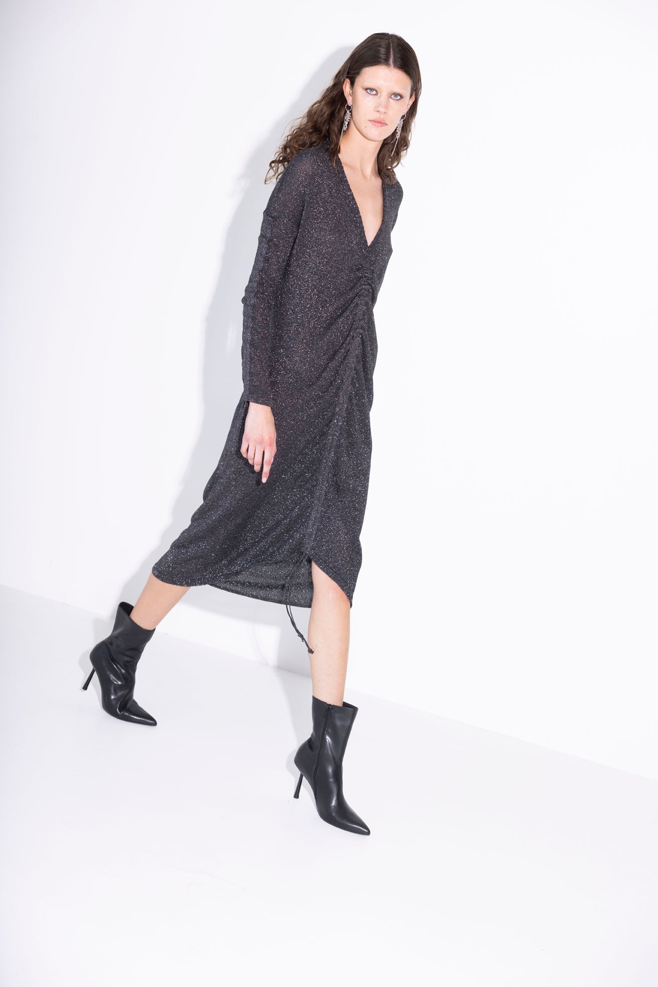 The Knitted Party Dress in Metallic Black