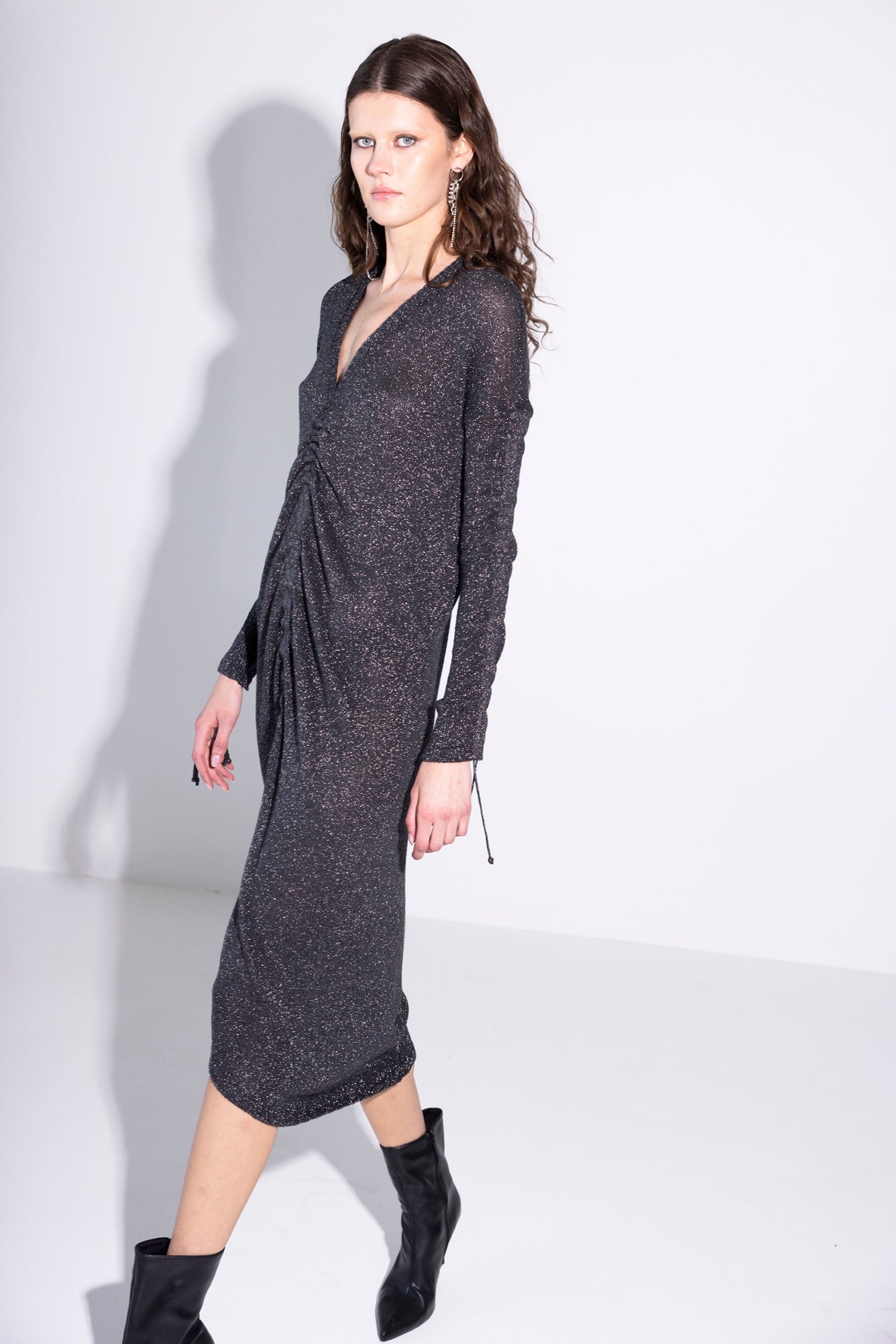 The Knitted Party Dress in Metallic Black