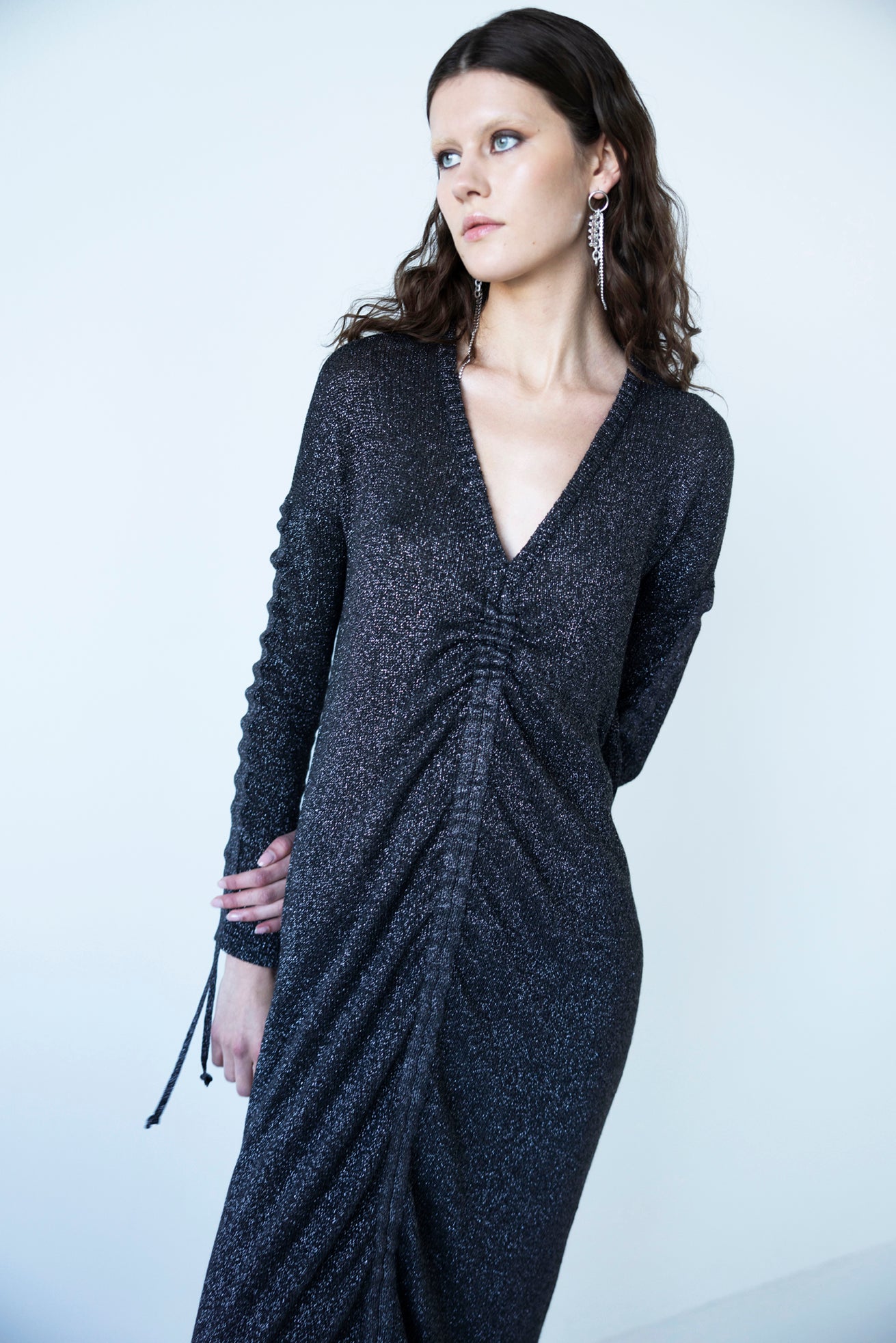 The Knitted Party Dress in Metallic Black