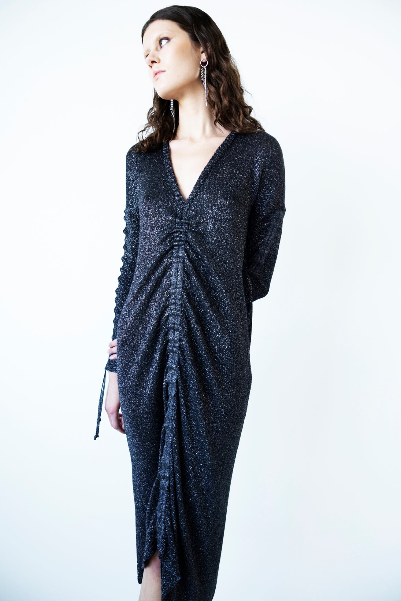 The Knitted Party Dress in Metallic Black