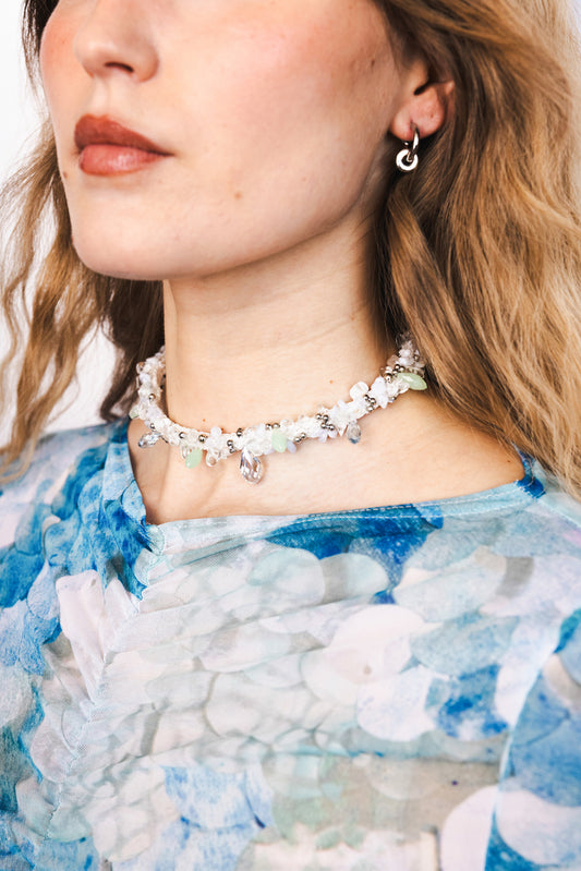 The Crochet Pearl Necklace in Seashell Sparkle