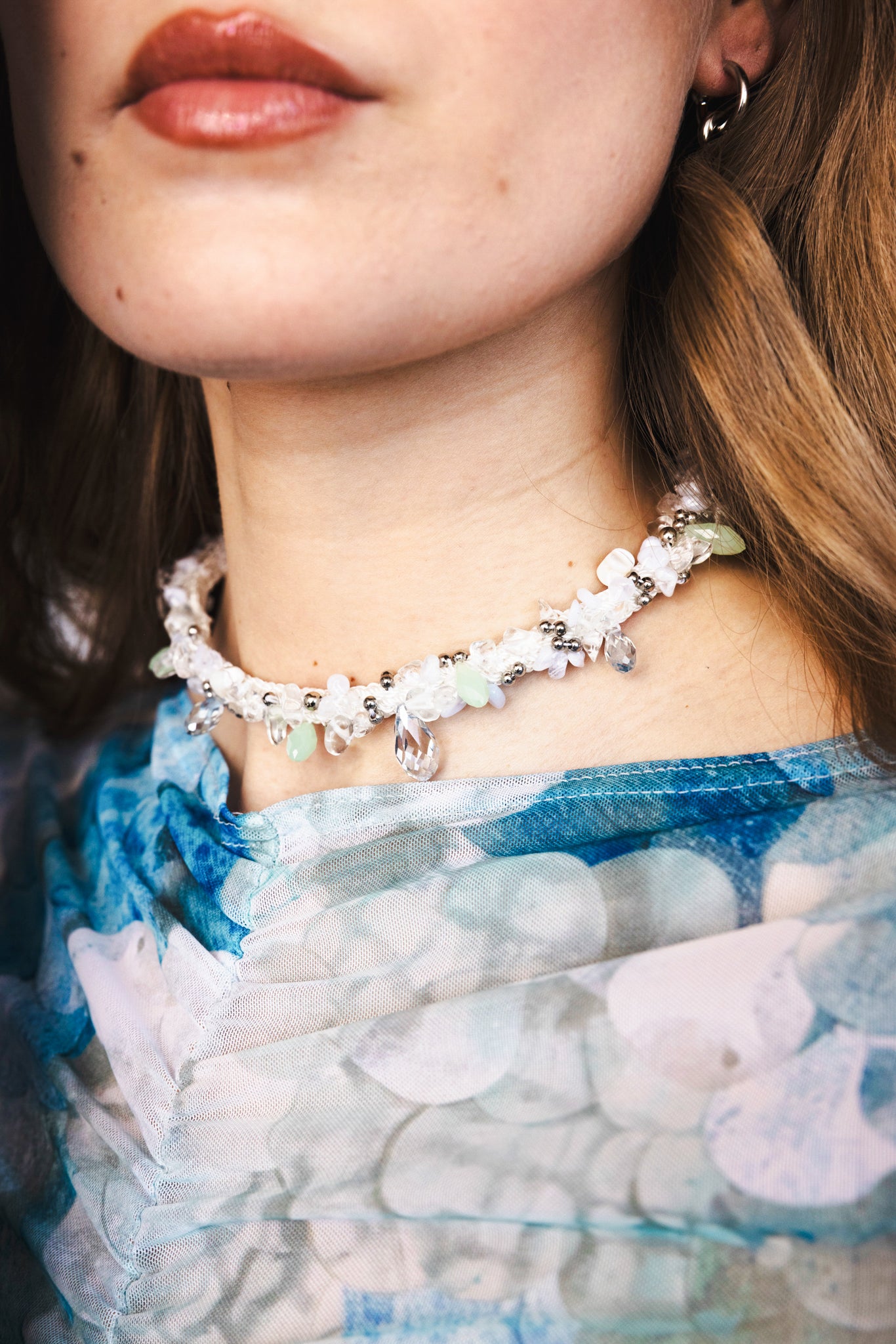 The Crochet Pearl Necklace in Seashell Sparkle