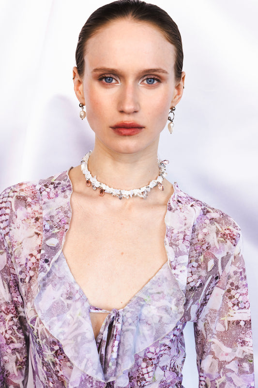 The Crochet Pearl Necklace in White