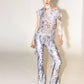 The Trousers with Slit in Silver Current