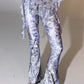 The Trousers with Slit in Silver Current