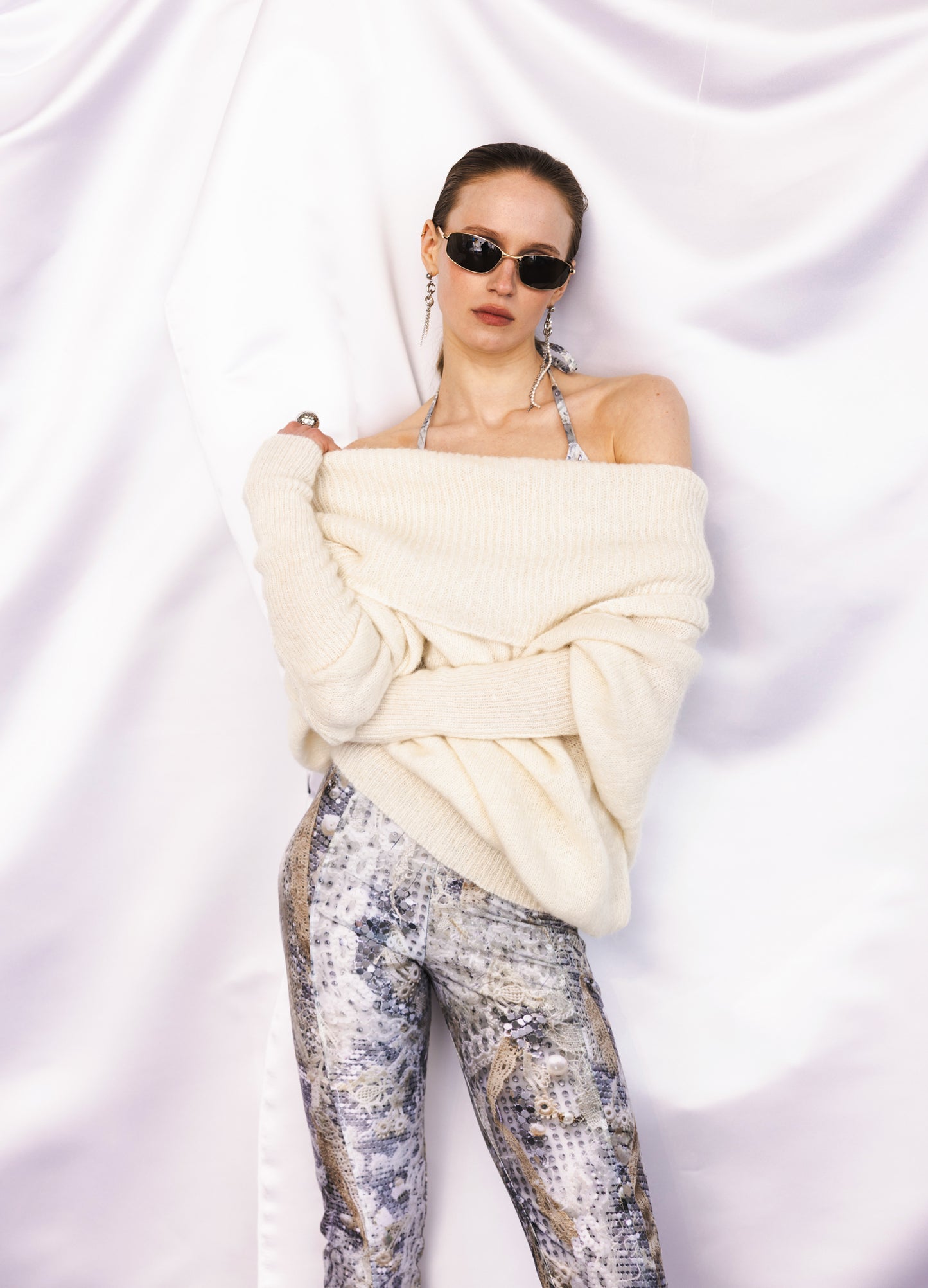 The Moss Sky Sweater in White