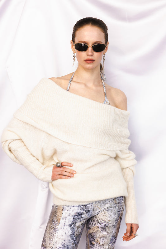 The Moss Sky Sweater in White